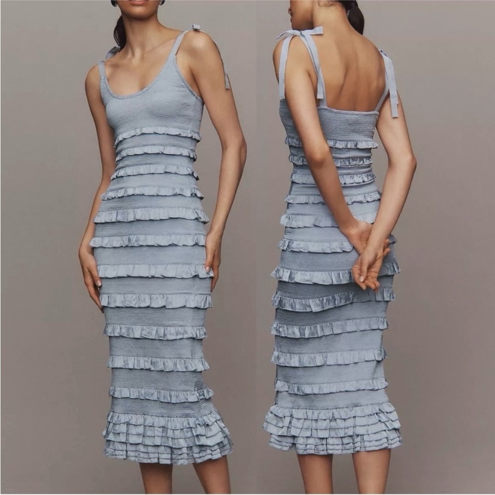 Stunning V. Chapman Bodycon Midi Ruffle Dress